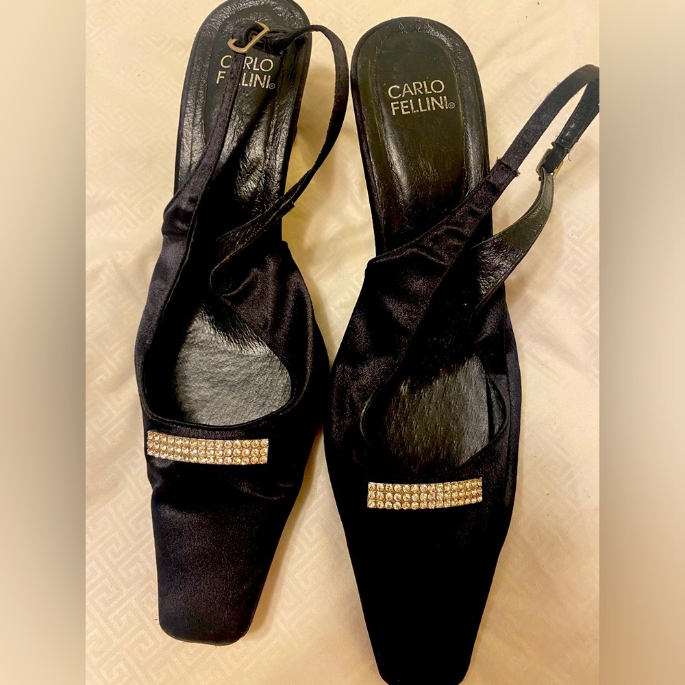 Carlo Fellini Black Gladys Man Made upper with Leather Lining/Insole Size 8.5